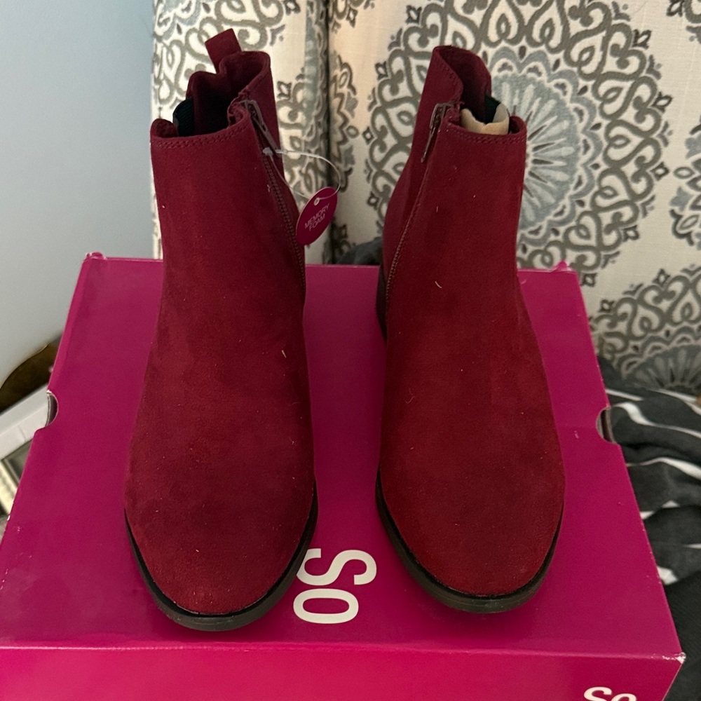 SO Burgundy Ankle Booties